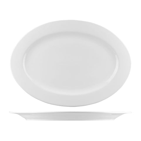 B4803 Australian Fine China Bistro & Cafe Dinnerware Collection Bistro & Cafe Oval Plate - Wide Rim 290x405mm