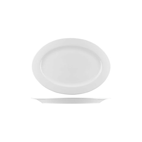 B4848 Australian Fine China Bistro & Cafe Dinnerware Collection Bistro & Cafe Oval Plate - Wide Rim 170x235mm