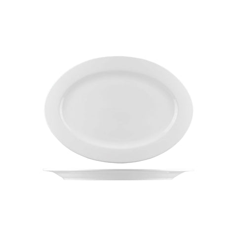 B4849 Australian Fine China Bistro & Cafe Dinnerware Collection Bistro & Cafe Oval Plate - Wide Rim 210x285mm
