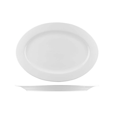 B4850 Australian Fine China Bistro & Cafe Dinnerware Collection Bistro & Cafe Oval Plate - Wide Rim 220x310mm