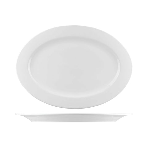 B4861 Australian Fine China Bistro & Cafe Dinnerware Collection Bistro & Cafe Oval Plate - Wide Rim 250x350mm
