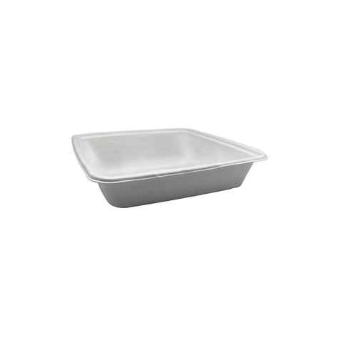 EBENTO-1C Sugarcane Compartment Trays & Lids Sugarcane Single Compartment Base White 229x229x44mm (200/Ctn)