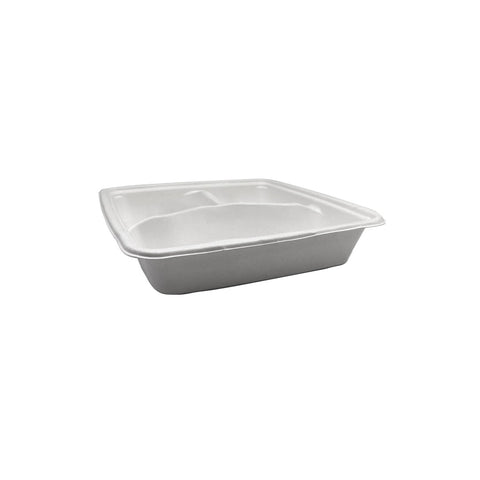 EBENTONS-3C Sugarcane Compartment Trays & Lids Sugarcane 3 Compartment Base Natural 203x203x47mm (300/Ctn)