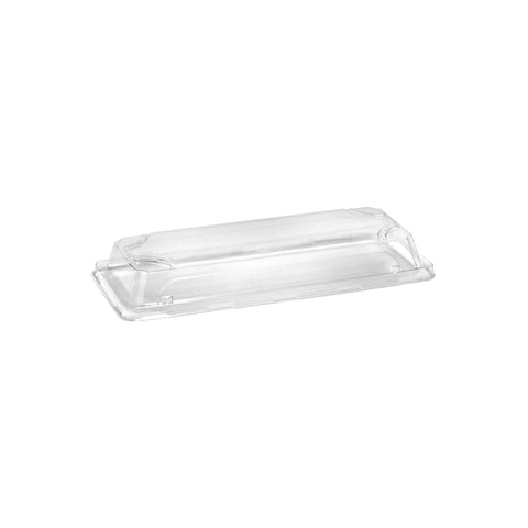 EGP0.6LID Sugarcane Sushi Trays Sushi Tray PET Lid Long 225x98x30mm (500/Ctn)