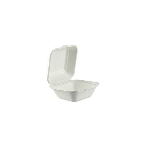 EGP66 Sugarcane Clamshells Sugarcane Burger Clam 153x147x44mm / 6x6" (400/Ctn)