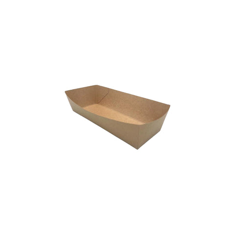 FOODTRAY_KRAFTHD Paper Board Trays Kraft Paper Hotdog Tray 210x190x50mm (500/Pcs)