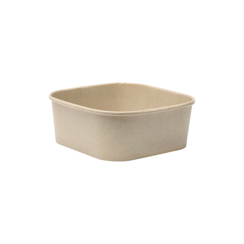 KRDC-SQ1000-PLA Kraft Rectangular Deli Containers & Lids Kraft Rectangular Deli Container PLA Coating 170x146x56mm / 1000ml
