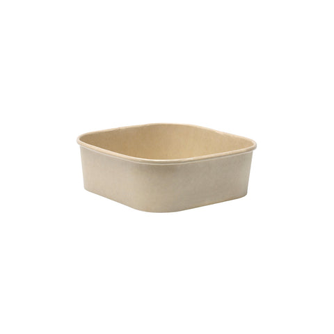 KRDC-SQ500-PLA Kraft Rectangular Deli Containers & Lids Kraft Sqaure Deli Container PLA Coating 130x130x47mm / 500ml