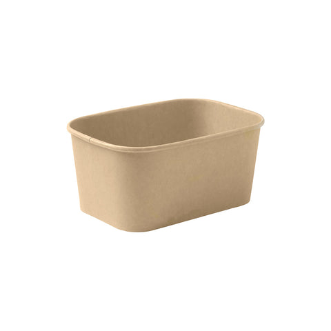 KRDC1000-P Kraft Rectangular Deli Containers & Lids Kraft Rectangular Deli Container PLA Coating 170x120x46mm / 1000ml