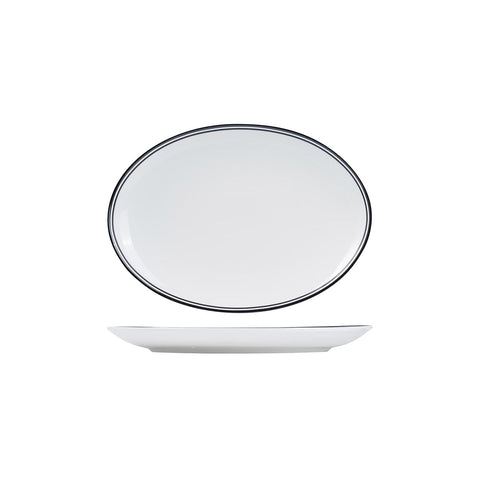 NOP26-BK RAK Porcelain Nano Cru Black Dinnerware Collection Nano Cru Black Nano Cru Black Oval Coupe Plate 260x190mm