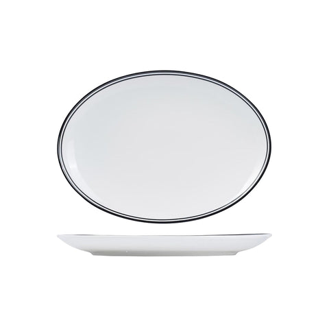 NOP32-BK RAK Porcelain Nano Cru Black Dinnerware Collection Nano Cru Black Nano Cru Black Oval Coupe Plate 320x230mm