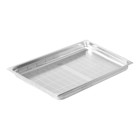 Pujadas PG211002 Premium Stainless Steel Gastronorm Pans & Covers 2/1 Size - Perforated Stainless Steel Pan 650x530x100mm CH May Catering Supplies