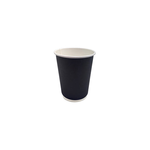 PLACF8D-B Coffee Cups Double Wall Black Coffee Cup Double Wall PLA Coated Black 8oz