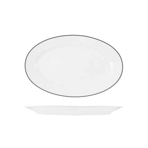 RHOP32-BK RAK Porcelain Harriette Dinnerware Collection Harriette Oval Plate Wide Rim 320x200mm