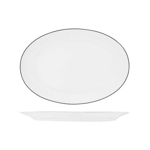 RHOP38-BK RAK Porcelain Harriette Dinnerware Collection Harriette Oval Plate Wide Rim 380x265mm