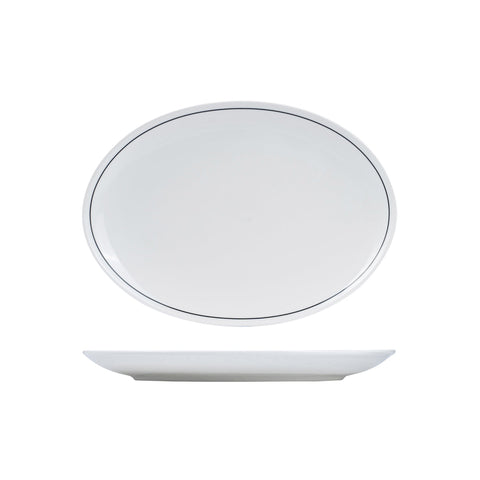 RPOP32-BK RAK Porcelain Princeton Black Dinnerware Collection Princeton Black Oval Coupe Plate 320x230mm
