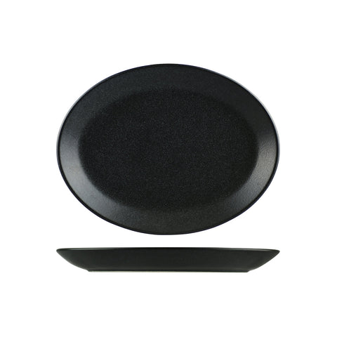 S112131GR Porcelite Seasons Graphite Dinnerware Collection Oval Coupe Plate 300x235mm
