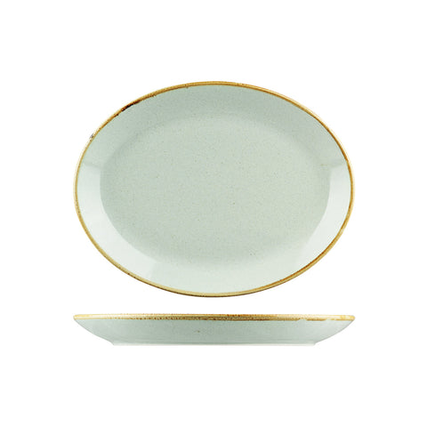 S112131ST Porcelite Seasons Sea Spray Dinnerware Collection Oval Coupe Plate 300x235mm