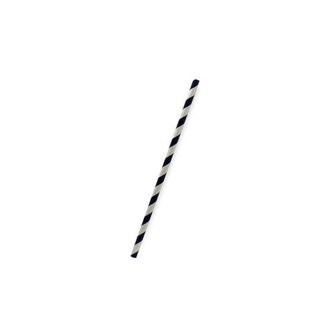 STRAWP197B Paper Straws Paper Regular Straw Black Stripe 6x197mm (10000/Ctn)