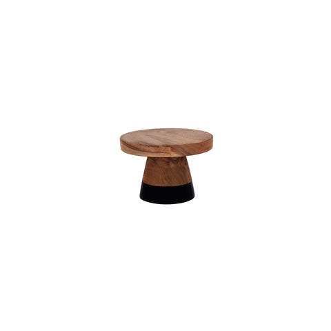04745 Chef Inox Serve Natural Acacia Round Cake Stand Black Boarder 200x140mm