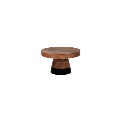 04746 Chef Inox Serve Natural Acacia Round Cake Stand Black Boarder 230x140mm