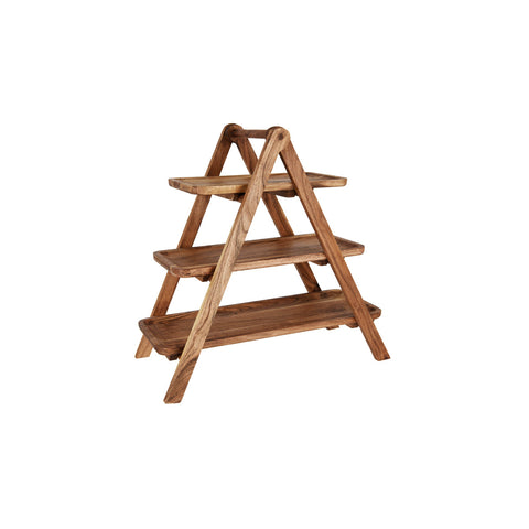 04754 Chef Inox Serve Natural Acacia 3-Tier Display Stand 460x240x460mm
