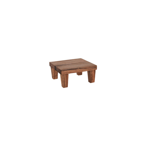 04757 Chef Inox Serve Natural Acacia Square Stand w/ Legs 210x210x100mm