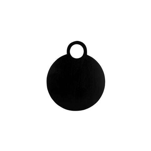 04979 Chef Inox Serve Black Acacia Round Board w/ Loop Handle 470x370x15mm