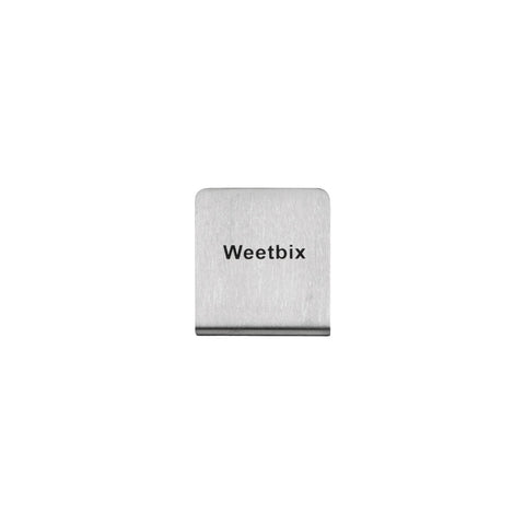 57700-16 Buffet Signs Stainless Steel Weetbix Sign 50x40mm