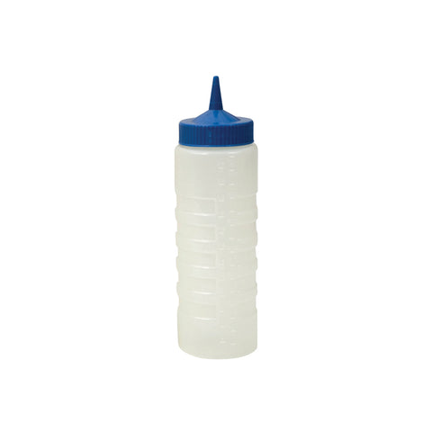 69434-BL Squeeze Bottles Clear Sauce Bottle w/ Blue Lid 750ml