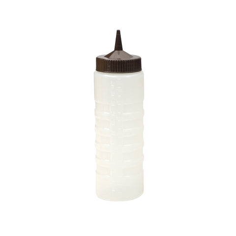 69434-BN Squeeze Bottles Clear Sauce Bottle w/ Brown Lid 750ml