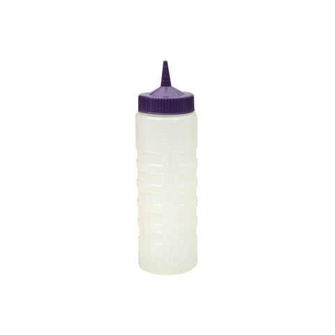69434-P Squeeze Bottles Clear Sauce Bottle w/ Purple Lid 750ml