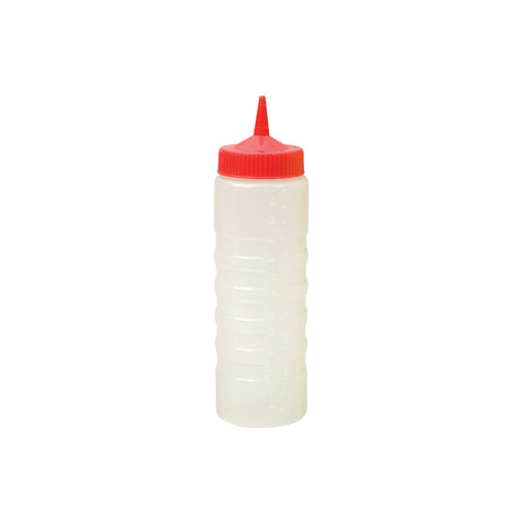 69434-R Squeeze Bottles Clear Sauce Bottle w/ Red Lid 750ml
