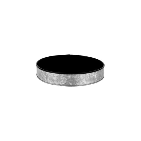 78676 Chef Inox Coney Island Round Galvanised Tray Plain w/ Black Internal Small 240x45mm