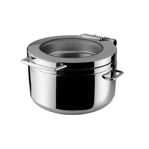 8310503 Athena Prince Induction Chafer Prince Round Induction Soup Station with Insert - Glass Lid 400x490x250mm