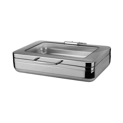 8311103 Athena Prince Induction Chafer Prince Rectangular Induction Chafer 1/1 Size - Glass Lid 600x490x150mm