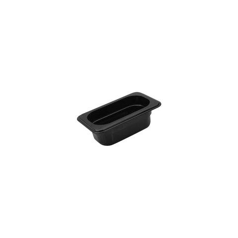 850902 Black Polycarbonate Food Pans 1/9 Size Polycarbonate Food Pan 176x108x65mm / 570ml