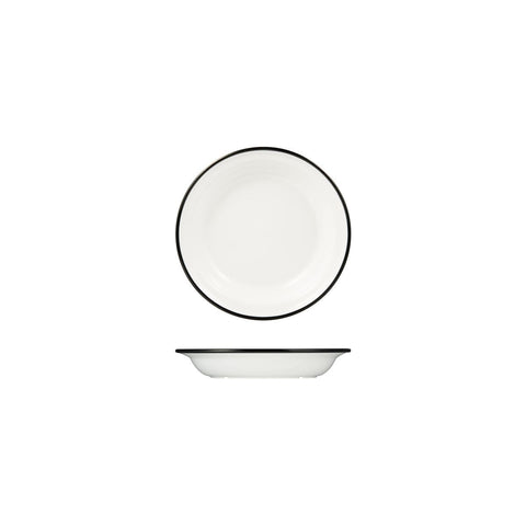 91682-BK Ryner Melamine Evoke White with Black Rim Deep Round Plate 200mm / 380ml