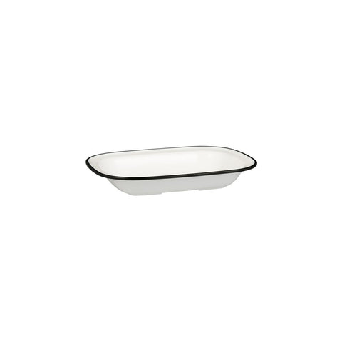 91685-BK Ryner Melamine Evoke White with Black Rim Rectangular Dish 200x145x40mm / 400ml