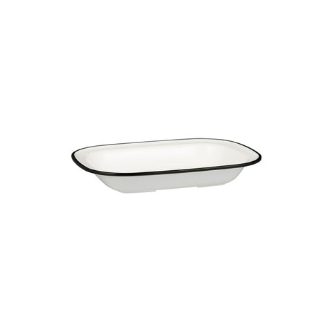 91686-BK Ryner Melamine Evoke White with Black Rim Rectangular Dish 230x175x40mm / 580ml