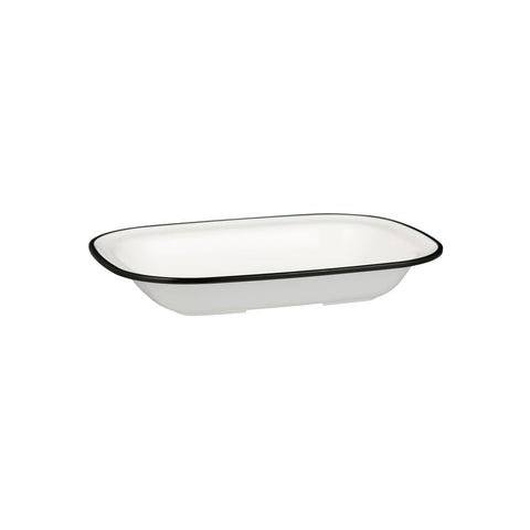 91687-BK Ryner Melamine Evoke White with Black Rim Rectangular Dish 270x200x42mm / 900ml