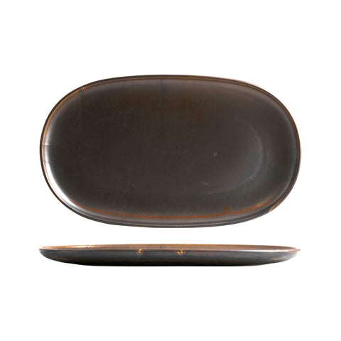 926646 Moda Porcelain Rust Dinnerware Collection Rust Oval Coupe Plate 405x240mm