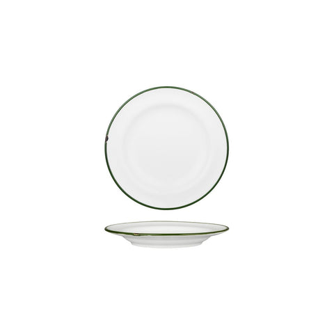 94106-WG Luzerne TinTin White Green Dinnerware Collection TinTin White Green Round Plate - Wide Rim 170mm