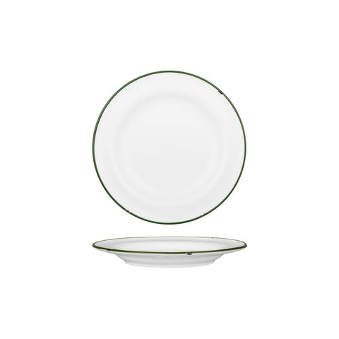 94108-WG Luzerne TinTin White Green Dinnerware Collection TinTin White Green Round Plate - Wide Rim 210mm