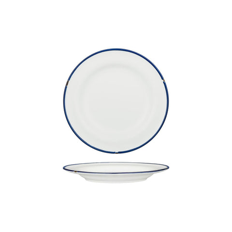 94108-WN Luzerne TinTin White Navy Dinnerware Collection TinTin White Navy Round Plate - Wide Rim 210mm