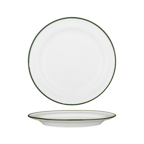 94111-WG Luzerne TinTin White Green Dinnerware Collection TinTin White Green Round Plate - Wide Rim 270mm