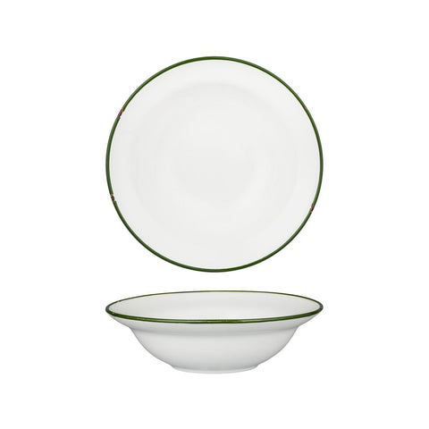 94128-WG Luzerne TinTin White Green Dinnerware Collection TinTin White Green Round Deep Plate / Bowl 220mm/580ml