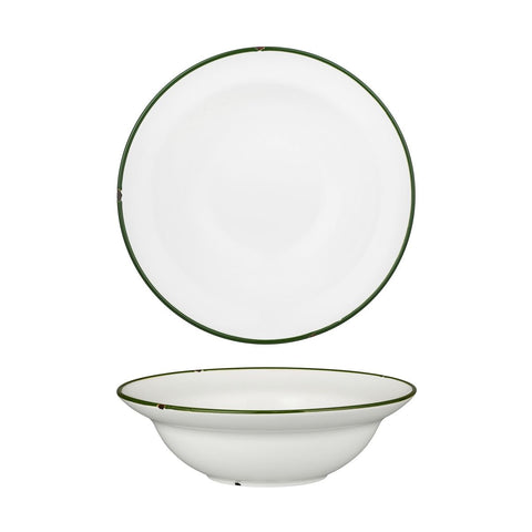 94129-WG Luzerne TinTin White Green Dinnerware Collection TinTin White Green Round Deep Plate / Bowl 240mm/830ml