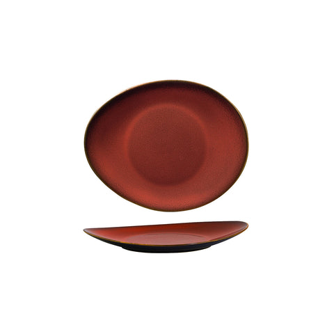 948831 Luzerne Rustic Crimson Dinnerware Collection Rustic Crimson Oval Coupe Plate 185x155mm