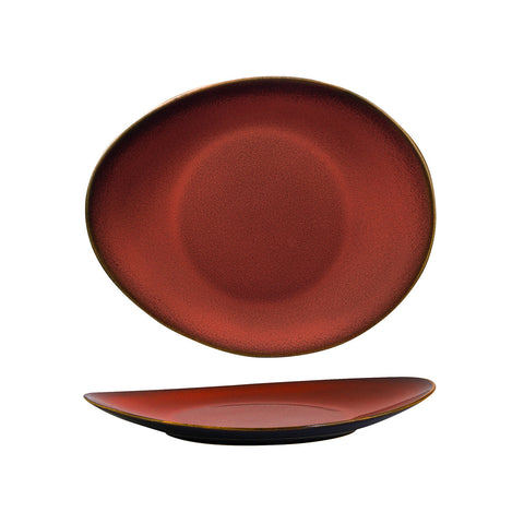 948832 Luzerne Rustic Crimson Dinnerware Collection Rustic Crimson Oval Coupe Plate 225x185mm